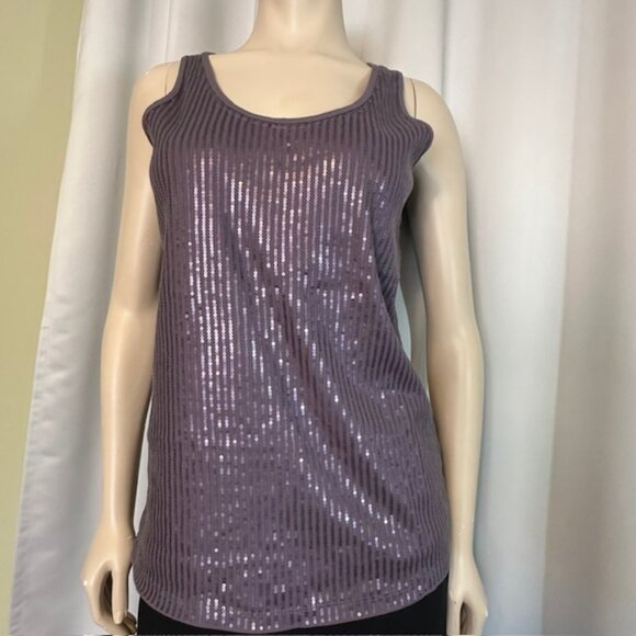 Valerie Bertinelli Tops - Valerie Bertinelli Purple Sequin Tank Size L